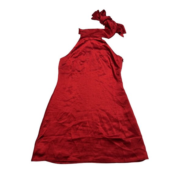 Meshki Aubriella Halter Mini Dress With Tie in Red - Picture 1 of 5